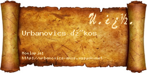 Urbanovics Ákos névjegykártya